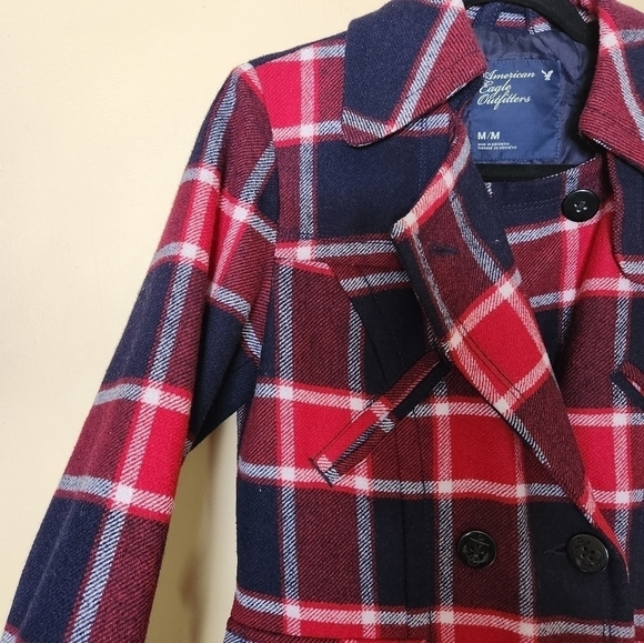 AMERICAN Eagle Double Breasted Wool Jacket Size Medium - Picture 4 of 15